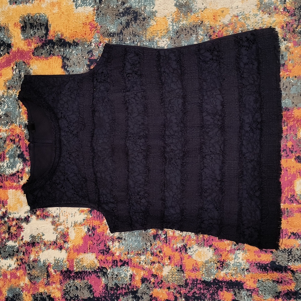 J Crew Top Lace Lacey Mixed Media Striped